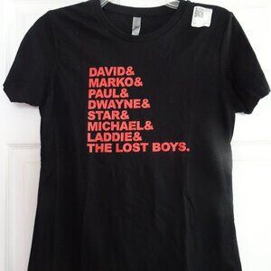The Lost Boys Names T-Shirt in Black/Red Size Woman's Medium NWT